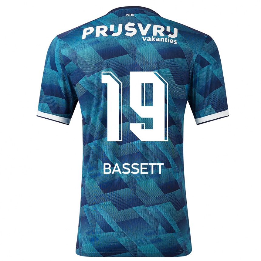Kinder Fußball Cole Bassett #19 Blau Auswärtstrikot Trikot 2023/24 T-Shirt Luxemburg