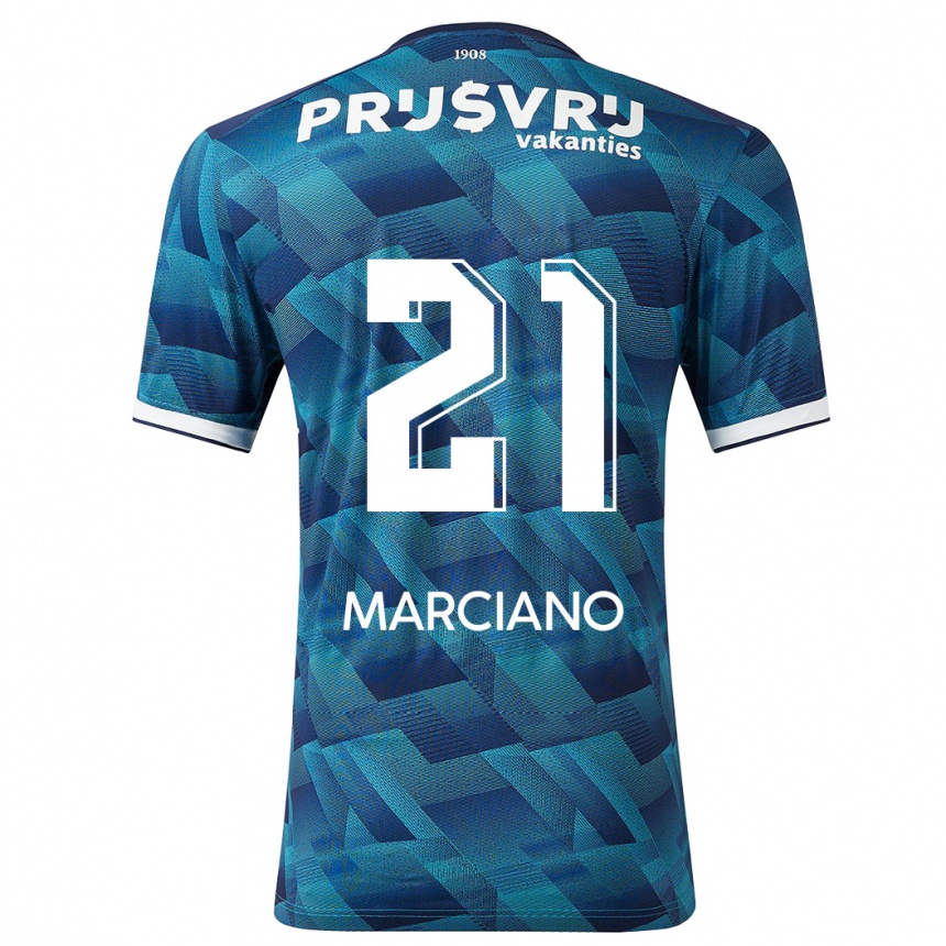 Kinder Fußball Ofir Marciano #21 Blau Auswärtstrikot Trikot 2023/24 T-Shirt Luxemburg