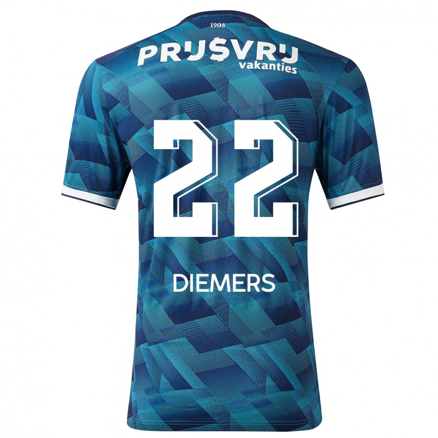 Kinder Fußball Mark Diemers #22 Blau Auswärtstrikot Trikot 2023/24 T-Shirt Luxemburg