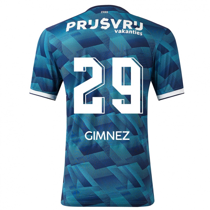 Kinder Fußball Santiago Gimnez #29 Blau Auswärtstrikot Trikot 2023/24 T-Shirt Luxemburg