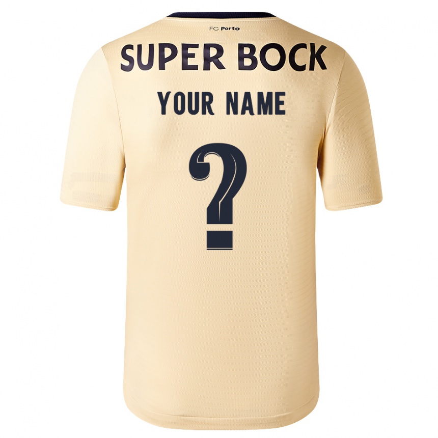 Kinder Fußball Ihren Namen #0 Beige-Gold Auswärtstrikot Trikot 2023/24 T-Shirt Luxemburg