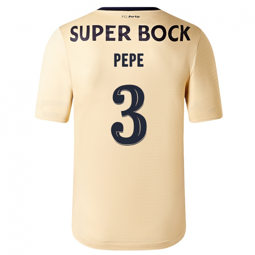 Kinder Fußball Pepe #3 Beige-Gold Auswärtstrikot Trikot 2023/24 T-Shirt Luxemburg