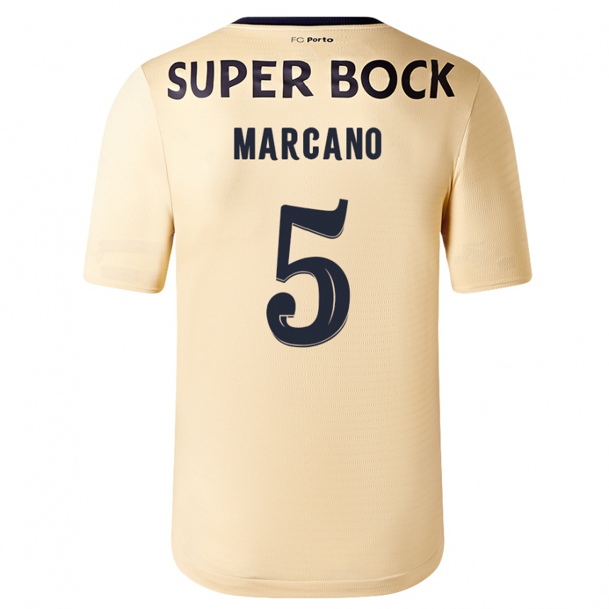 Kinder Fußball Iván Marcano #5 Beige-Gold Auswärtstrikot Trikot 2023/24 T-Shirt Luxemburg
