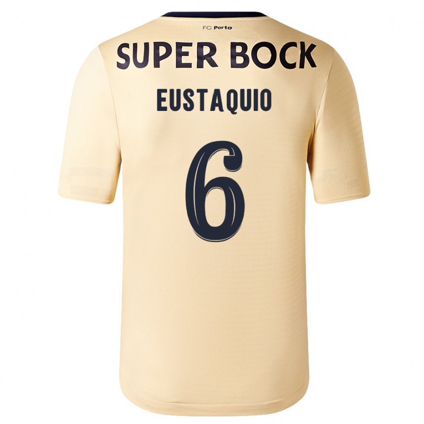 Kinder Fußball Stephen Eustaquio #6 Beige-Gold Auswärtstrikot Trikot 2023/24 T-Shirt Luxemburg