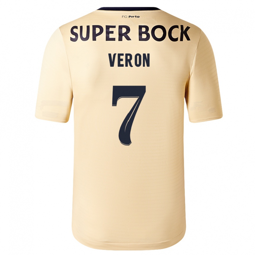 Kinder Fußball Gabriel Veron #7 Beige-Gold Auswärtstrikot Trikot 2023/24 T-Shirt Luxemburg