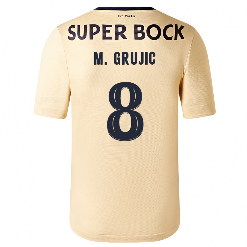 Kinder Fußball Marko Grujic #8 Beige-Gold Auswärtstrikot Trikot 2023/24 T-Shirt Luxemburg