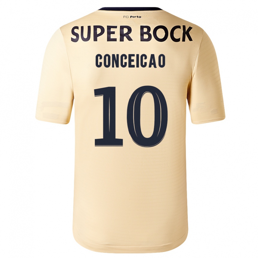 Kinder Fußball Francisco Conceicao #10 Beige-Gold Auswärtstrikot Trikot 2023/24 T-Shirt Luxemburg