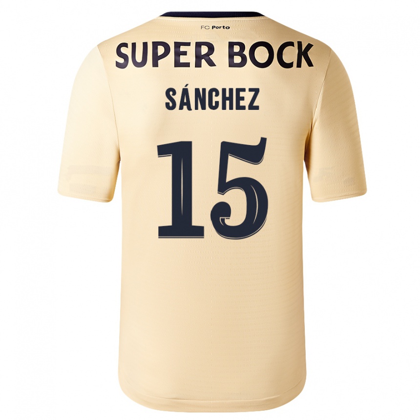 Kinder Fußball Jorge Sánchez #15 Beige-Gold Auswärtstrikot Trikot 2023/24 T-Shirt Luxemburg