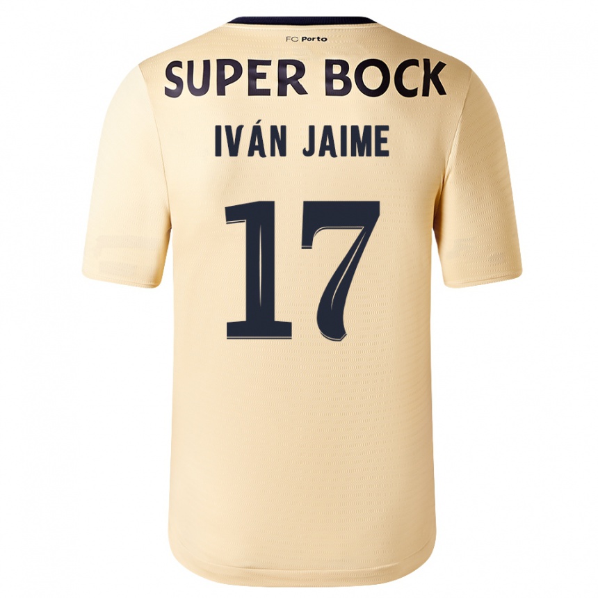 Kinder Fußball Iván Jaime #17 Beige-Gold Auswärtstrikot Trikot 2023/24 T-Shirt Luxemburg