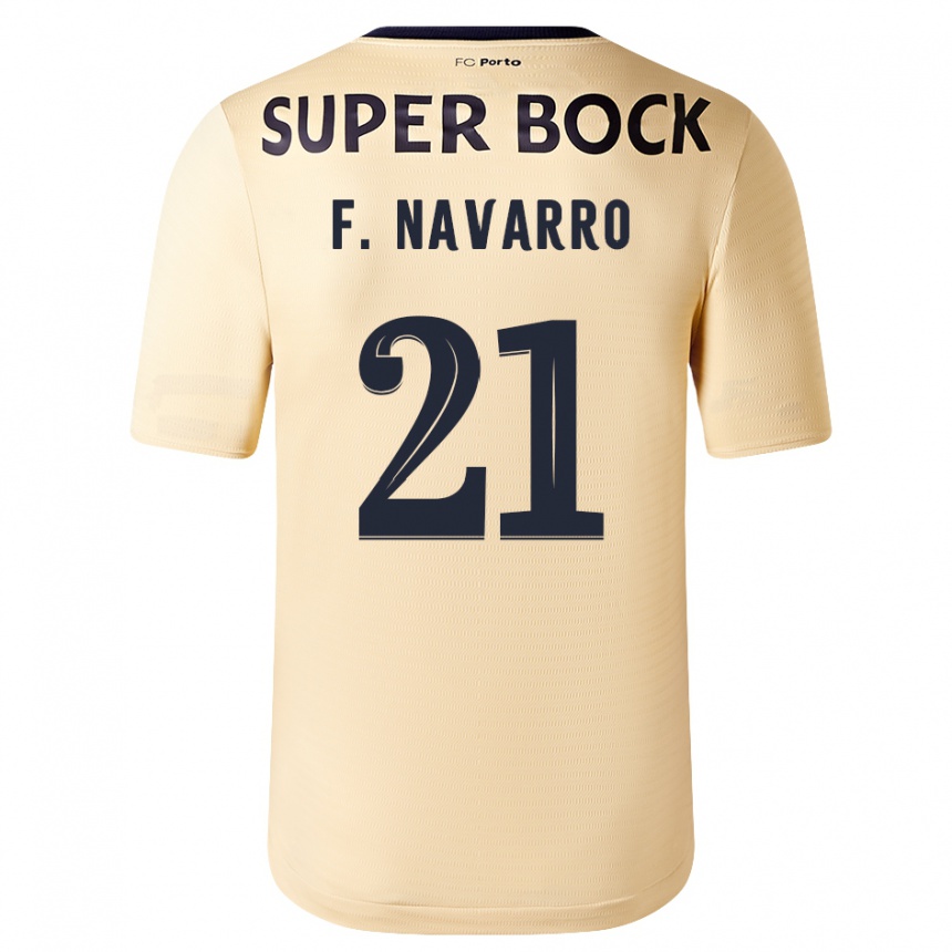 Kinder Fußball Fran Navarro #21 Beige-Gold Auswärtstrikot Trikot 2023/24 T-Shirt Luxemburg