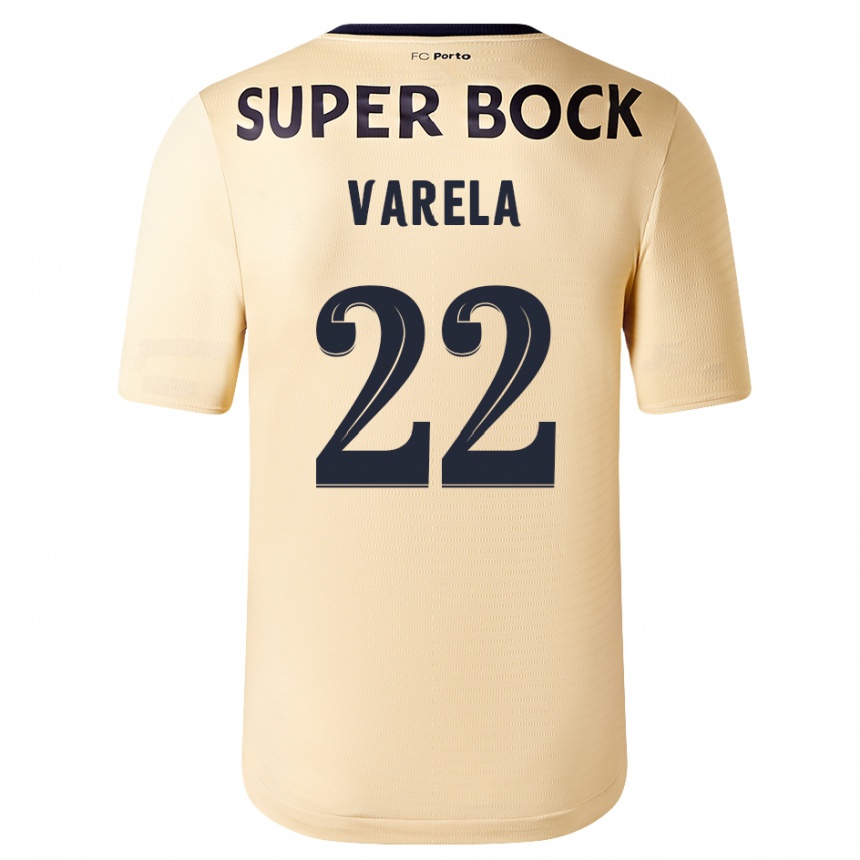 Kinder Fußball Alan Varela #22 Beige-Gold Auswärtstrikot Trikot 2023/24 T-Shirt Luxemburg