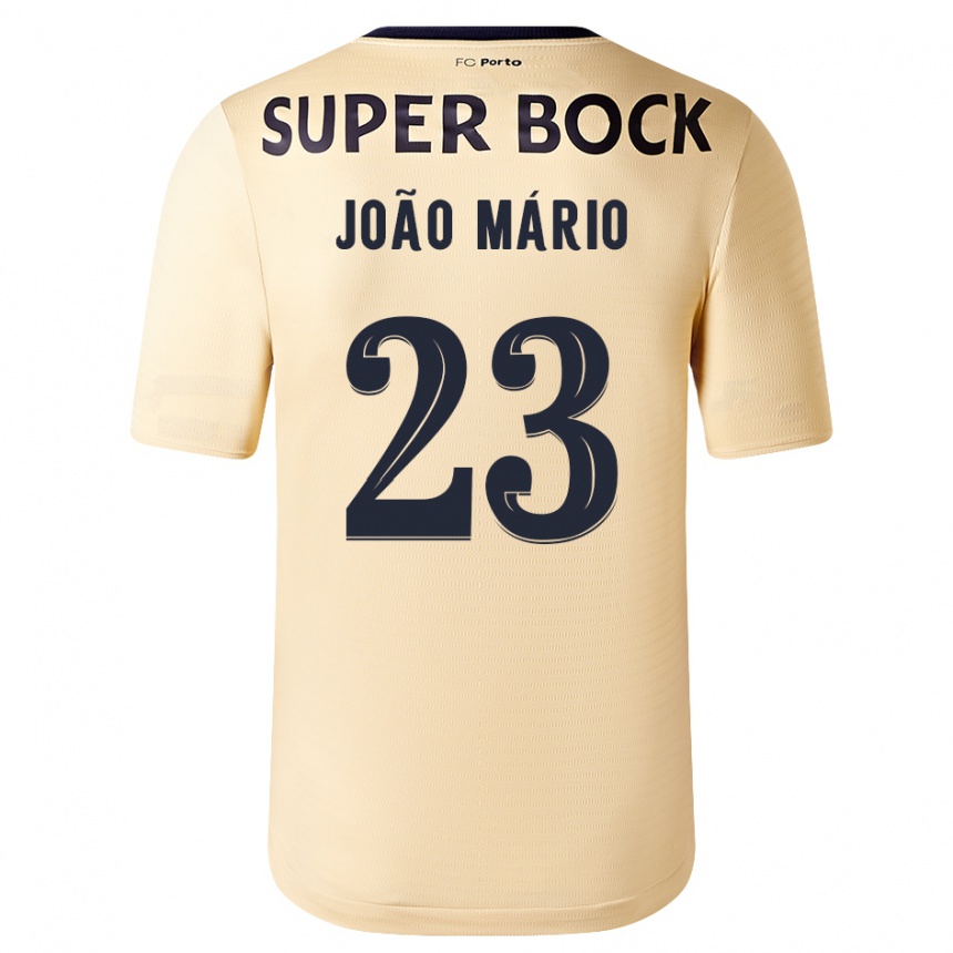 Kinder Fußball João Mário #23 Beige-Gold Auswärtstrikot Trikot 2023/24 T-Shirt Luxemburg