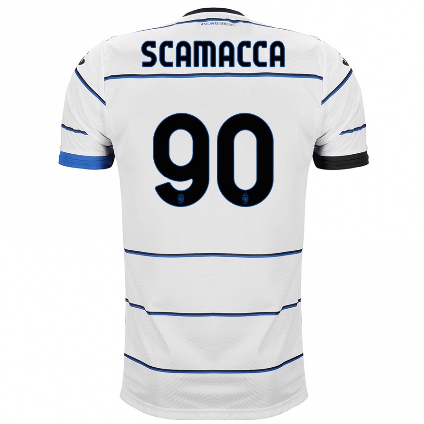 Kinder Fußball Gianluca Scamacca #90 Weiß Auswärtstrikot Trikot 2023/24 T-Shirt Luxemburg