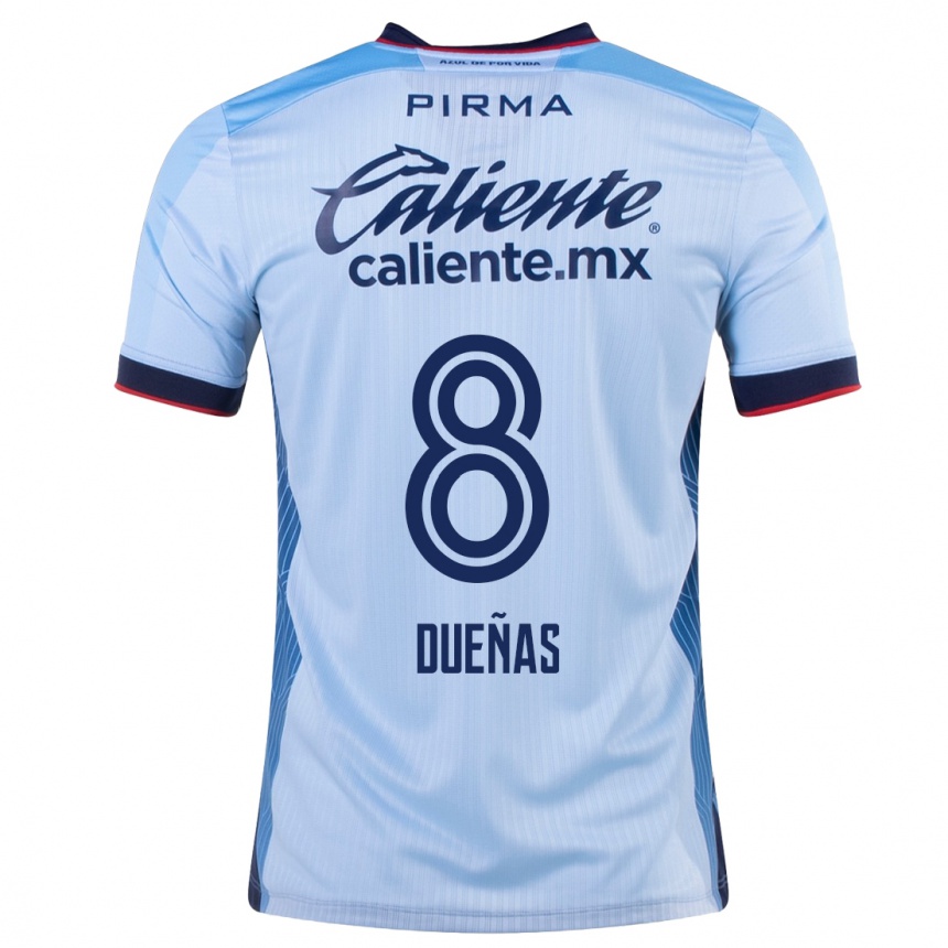 Kinder Fußball Jesús Dueñas #8 Himmelblau Auswärtstrikot Trikot 2023/24 T-Shirt Luxemburg