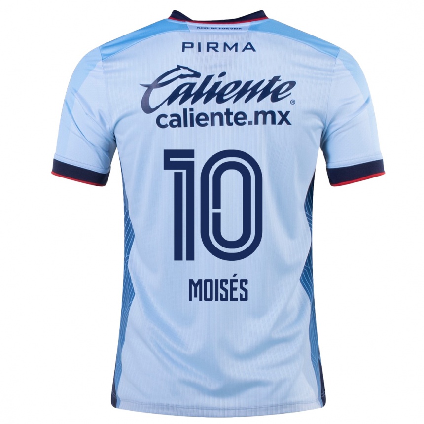 Kinder Fußball Moisés Vieira #10 Himmelblau Auswärtstrikot Trikot 2023/24 T-Shirt Luxemburg