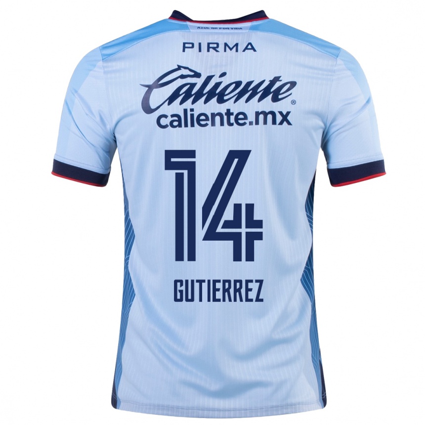 Kinder Fußball Alexis Gutiérrez #14 Himmelblau Auswärtstrikot Trikot 2023/24 T-Shirt Luxemburg