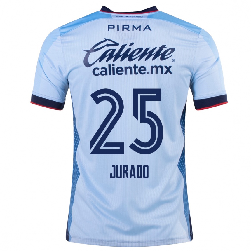 Kinder Fußball Sebastián Jurado #25 Himmelblau Auswärtstrikot Trikot 2023/24 T-Shirt Luxemburg