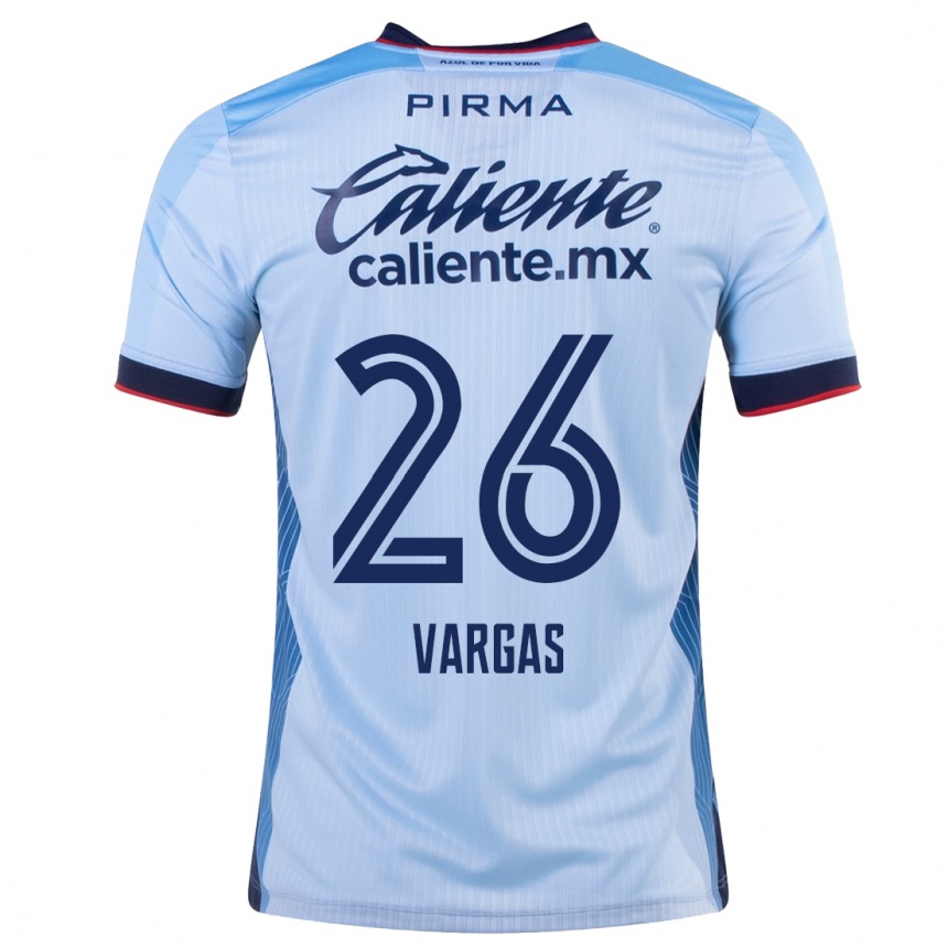 Kinder Fußball Carlos Vargas #26 Himmelblau Auswärtstrikot Trikot 2023/24 T-Shirt Luxemburg