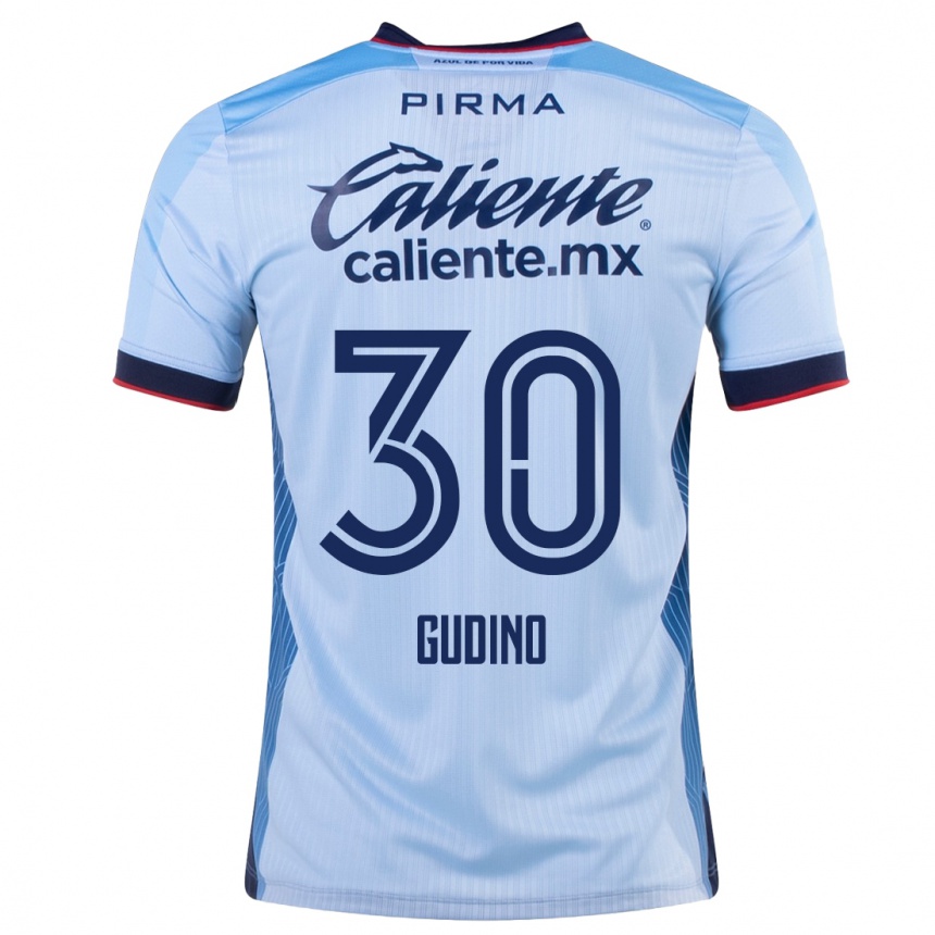 Kinder Fußball Andrés Gudiño #30 Himmelblau Auswärtstrikot Trikot 2023/24 T-Shirt Luxemburg