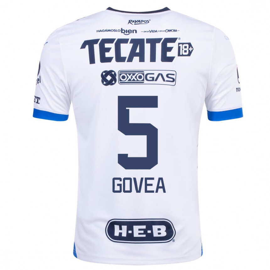 Kinder Fußball Omar Govea #5 Weiß Auswärtstrikot Trikot 2023/24 T-Shirt Luxemburg
