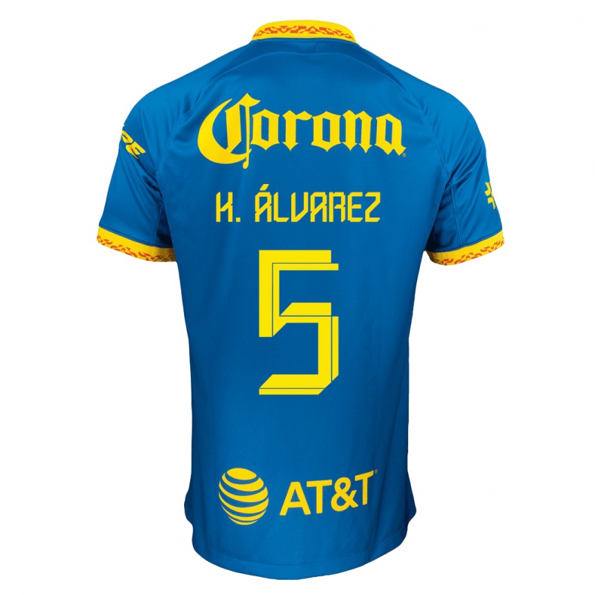 Kinder Fußball Kevin Álvarez #5 Blau Auswärtstrikot Trikot 2023/24 T-Shirt Luxemburg