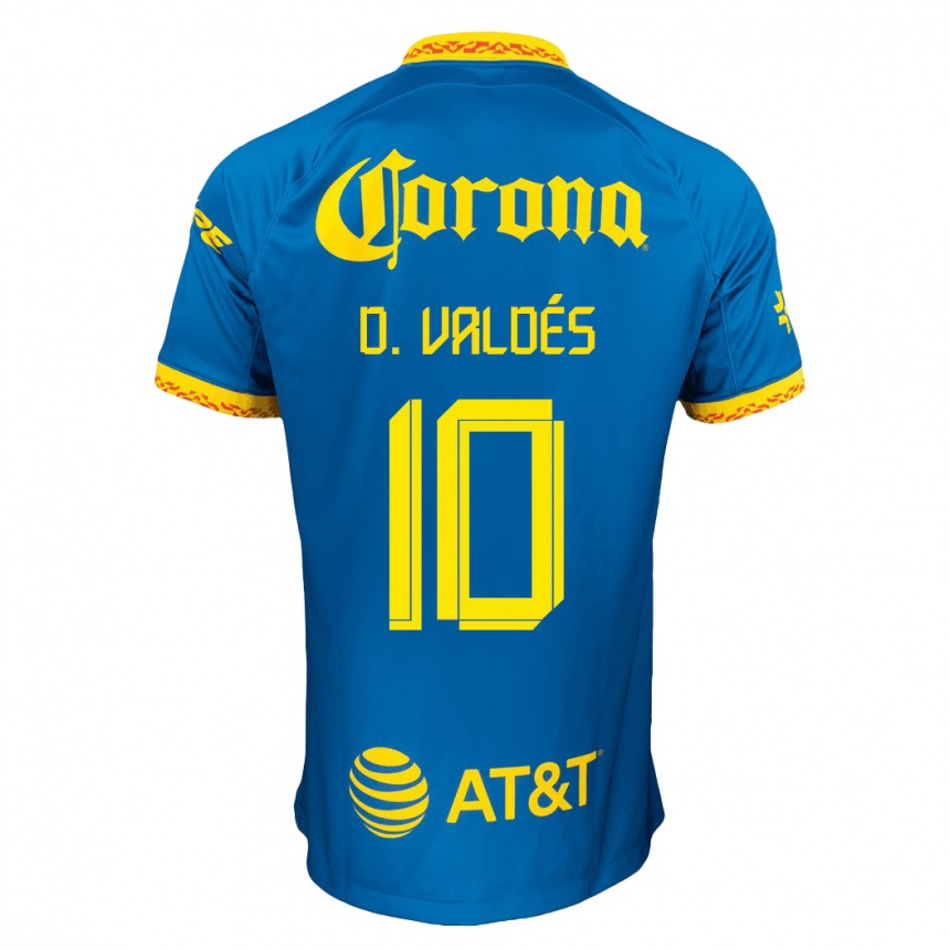 Kinder Fußball Diego Valdés #10 Blau Auswärtstrikot Trikot 2023/24 T-Shirt Luxemburg