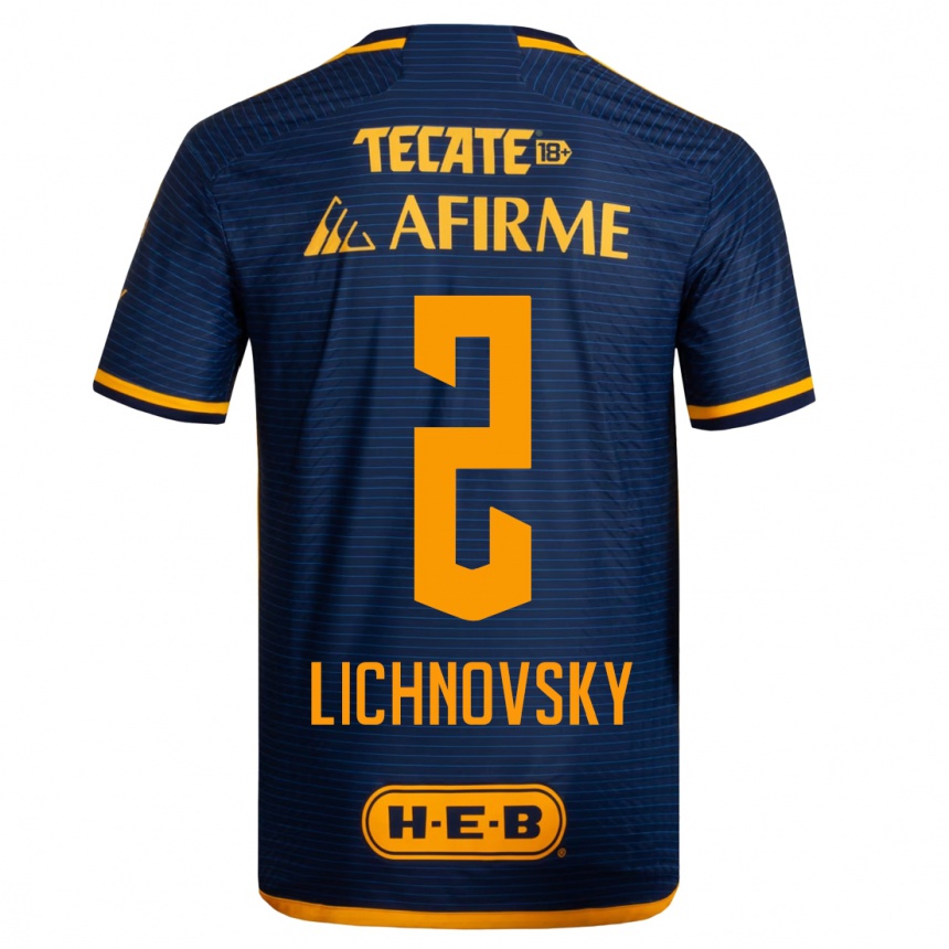 Kinder Fußball Igor Lichnovsky #2 Dunkelblau Auswärtstrikot Trikot 2023/24 T-Shirt Luxemburg