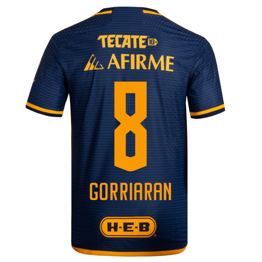 Kinder Fußball Fernando Gorriarán #8 Dunkelblau Auswärtstrikot Trikot 2023/24 T-Shirt Luxemburg