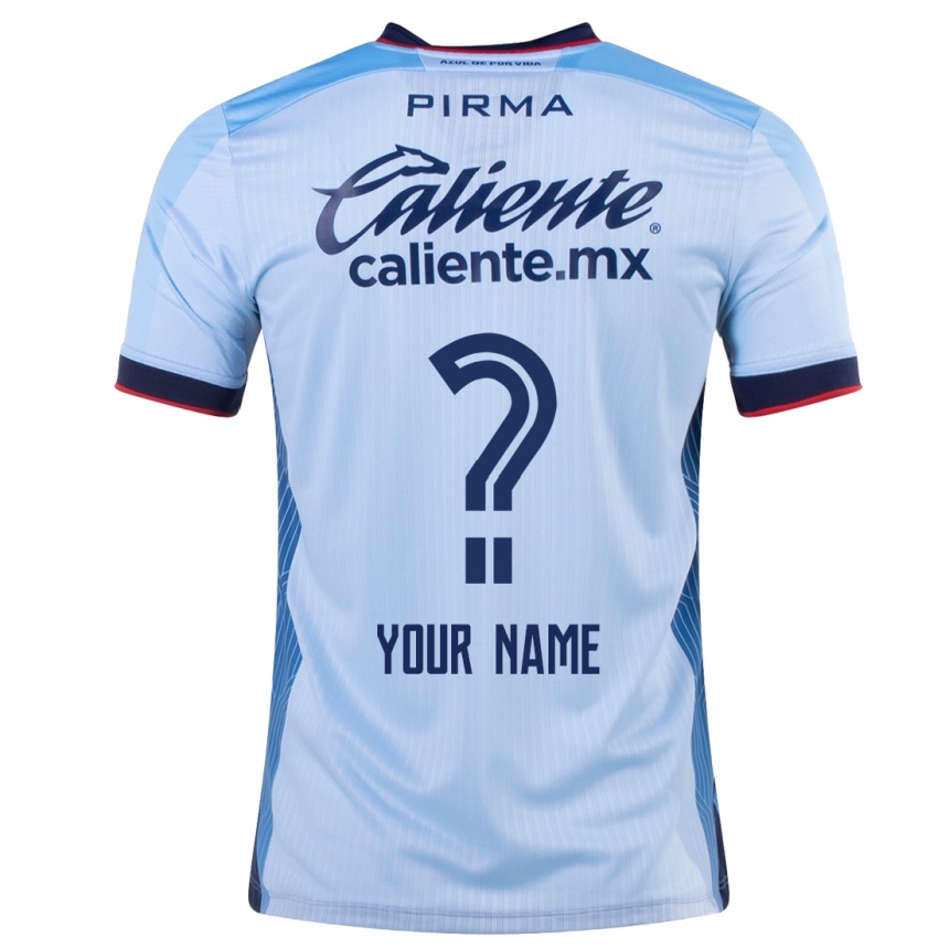 Herren Fußball Ihren Namen #0 Himmelblau Auswärtstrikot Trikot 2023/24 T-Shirt Luxemburg