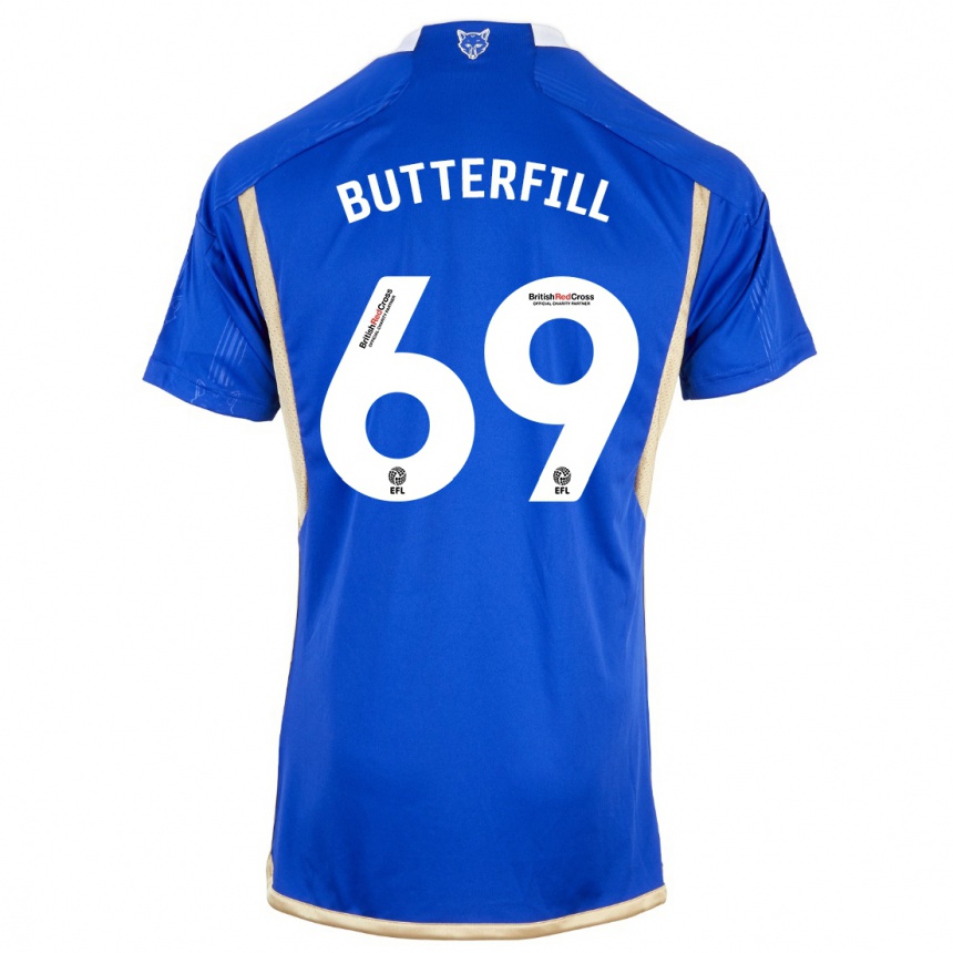 Damen Fußball Jack Butterfill #69 Königsblau Heimtrikot Trikot 2023/24 T-Shirt Luxemburg