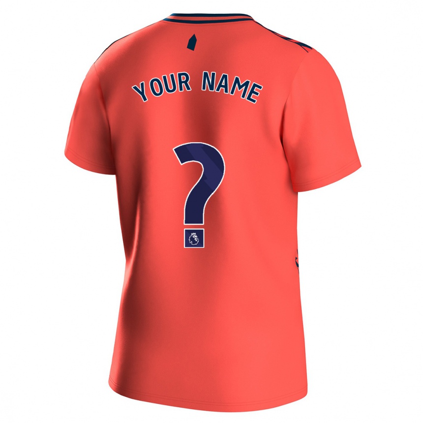 Damen Fußball Ihren Namen #0 Koralle Auswärtstrikot Trikot 2023/24 T-Shirt Luxemburg