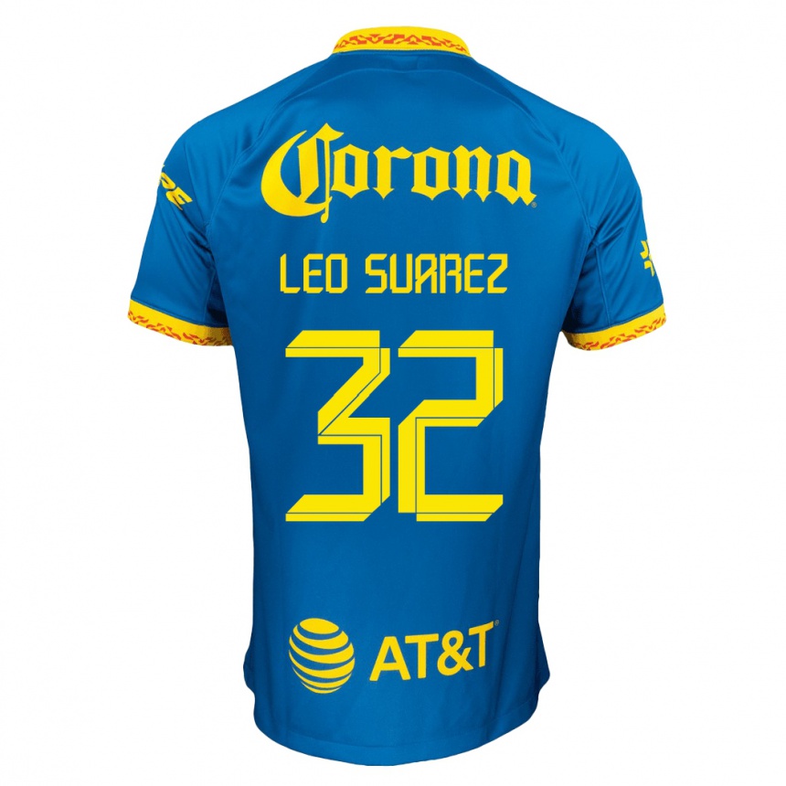 Damen Fußball Leo Suárez #32 Blau Auswärtstrikot Trikot 2023/24 T-Shirt Luxemburg