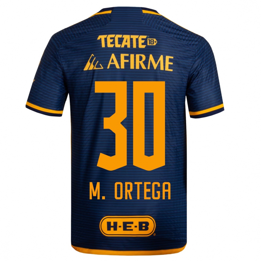 Damen Fußball Miguel Ortega #30 Dunkelblau Auswärtstrikot Trikot 2023/24 T-Shirt Luxemburg