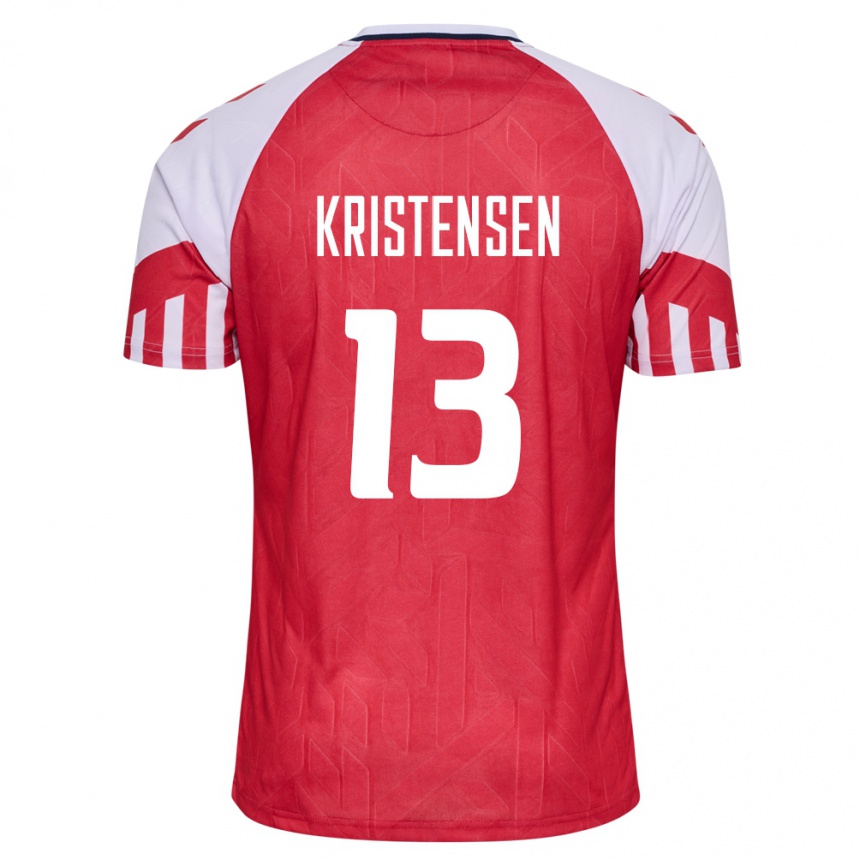 Kinder Fußball Dänische Rasmus Kristensen #13 Rot Heimtrikot Trikot 24-26 T-Shirt Luxemburg