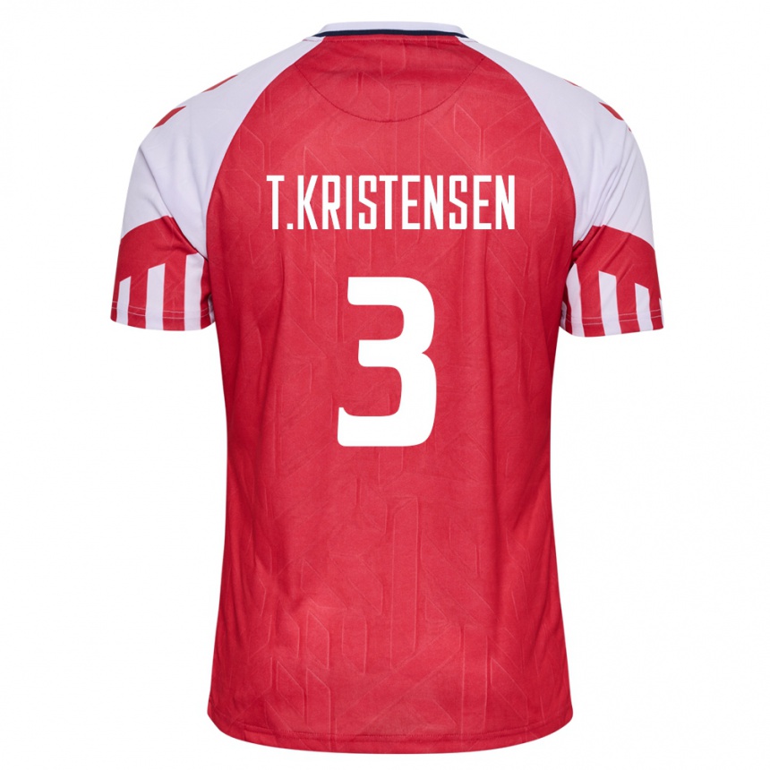 Kinder Fußball Dänische Thomas Kristensen #3 Rot Heimtrikot Trikot 24-26 T-Shirt Luxemburg