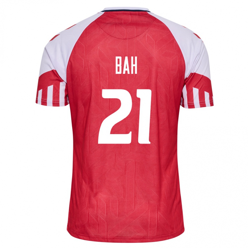 Kinder Fußball Dänische Alexander Bah #21 Rot Heimtrikot Trikot 24-26 T-Shirt Luxemburg