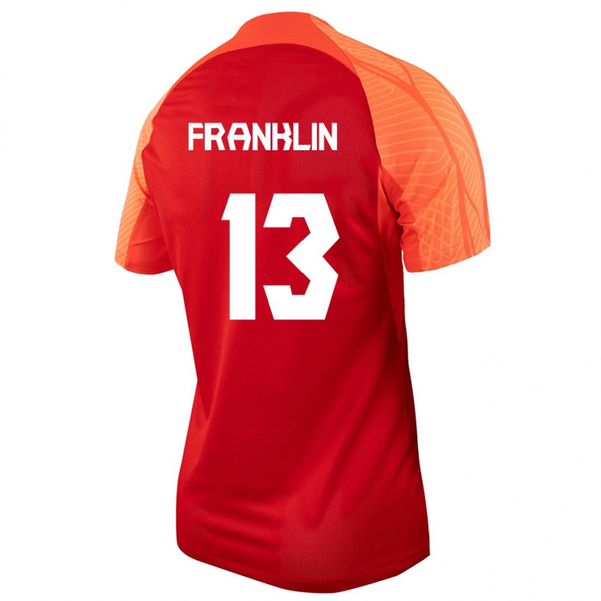 Kinder Fußball Kanadische Kobe Franklin #13 Orangefarben Heimtrikot Trikot 24-26 T-Shirt Luxemburg