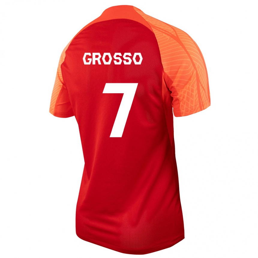 Kinder Fußball Kanadische Julia Grosso #7 Orangefarben Heimtrikot Trikot 24-26 T-Shirt Luxemburg