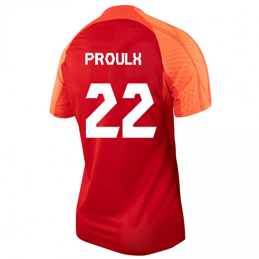 Kinder Fußball Kanadische Lysianne Proulx #22 Orangefarben Heimtrikot Trikot 24-26 T-Shirt Luxemburg