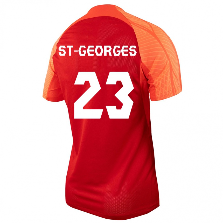 Kinder Fußball Kanadische Bianca St Georges #23 Orangefarben Heimtrikot Trikot 24-26 T-Shirt Luxemburg