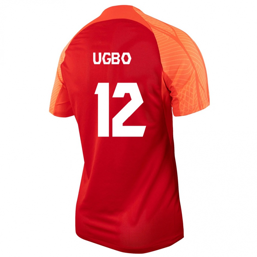 Kinder Fußball Kanadische Ike Ugbo #12 Orangefarben Heimtrikot Trikot 24-26 T-Shirt Luxemburg