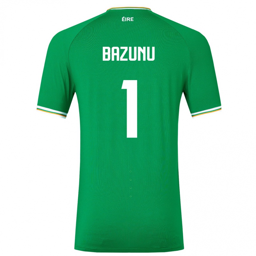 Kinder Fußball Irische Gavin Bazunu #1 Grün Heimtrikot Trikot 24-26 T-Shirt Luxemburg