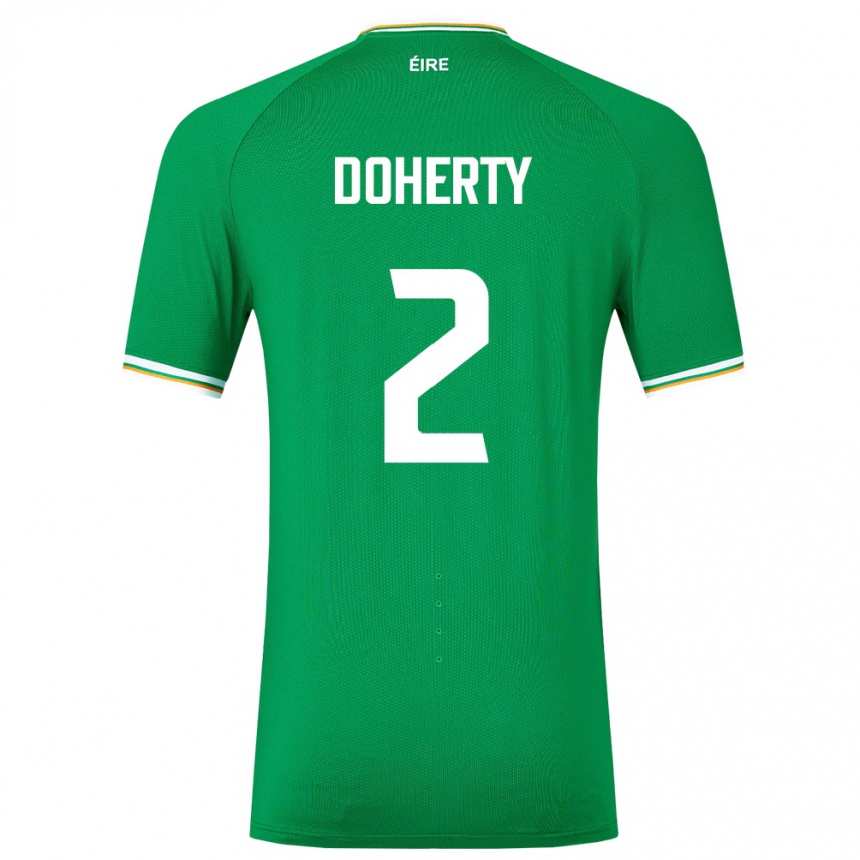 Kinder Fußball Irische Matt Doherty #2 Grün Heimtrikot Trikot 24-26 T-Shirt Luxemburg