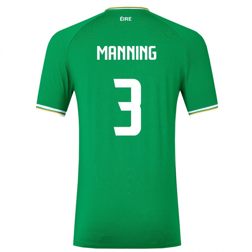 Kinder Fußball Irische Ryan Manning #3 Grün Heimtrikot Trikot 24-26 T-Shirt Luxemburg