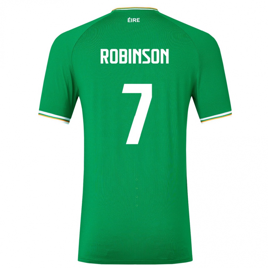 Kinder Fußball Irische Callum Robinson #7 Grün Heimtrikot Trikot 24-26 T-Shirt Luxemburg