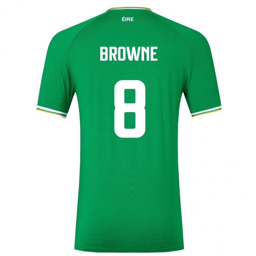 Kinder Fußball Irische Alan Browne #8 Grün Heimtrikot Trikot 24-26 T-Shirt Luxemburg