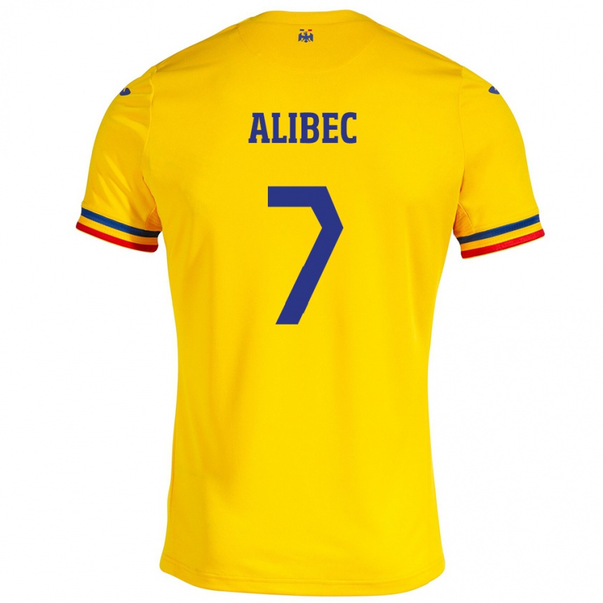 Kinder Fußball Rumänische Denis Alibec #7 Gelb Heimtrikot Trikot 24-26 T-Shirt Luxemburg