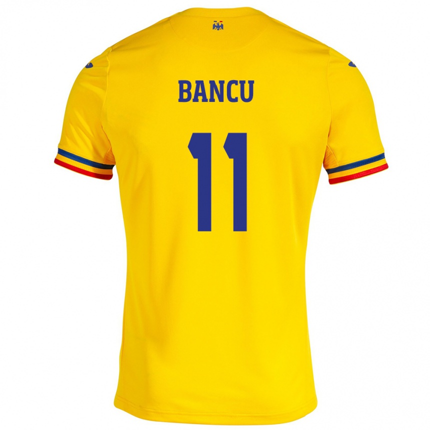 Kinder Fußball Rumänische Nicuşor Bancu #11 Gelb Heimtrikot Trikot 24-26 T-Shirt Luxemburg
