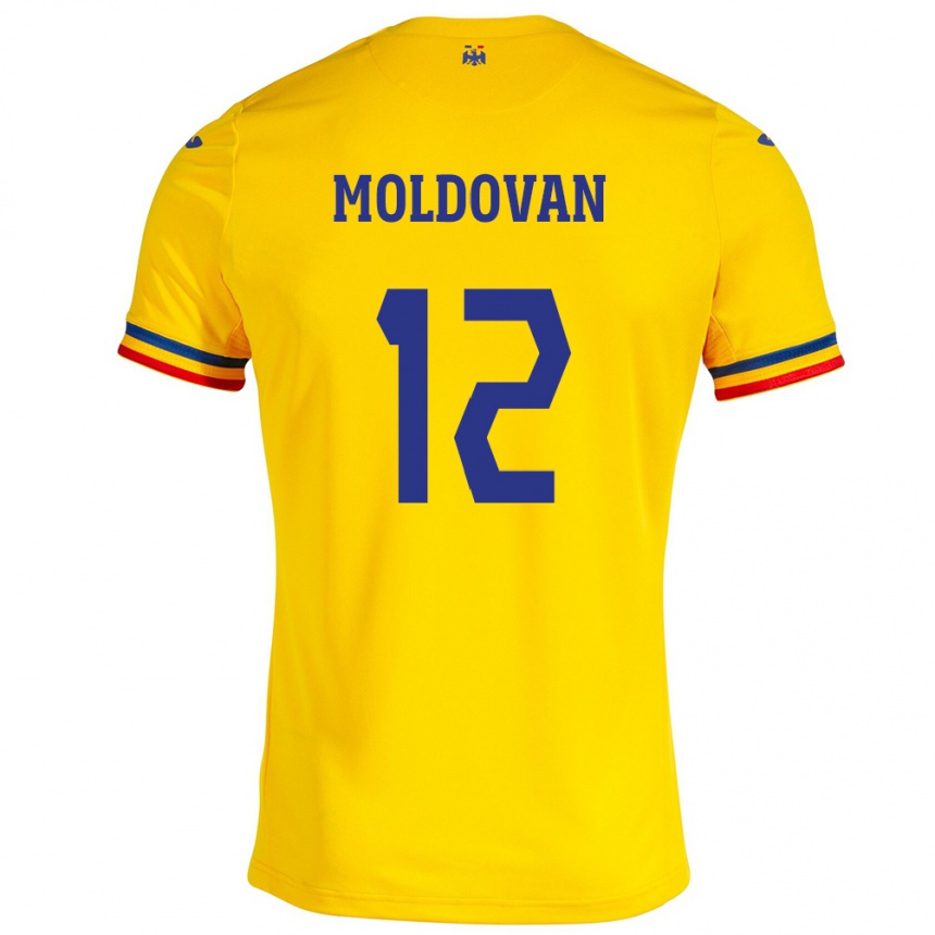 Kinder Fußball Rumänische Horaţiu Moldovan #12 Gelb Heimtrikot Trikot 24-26 T-Shirt Luxemburg