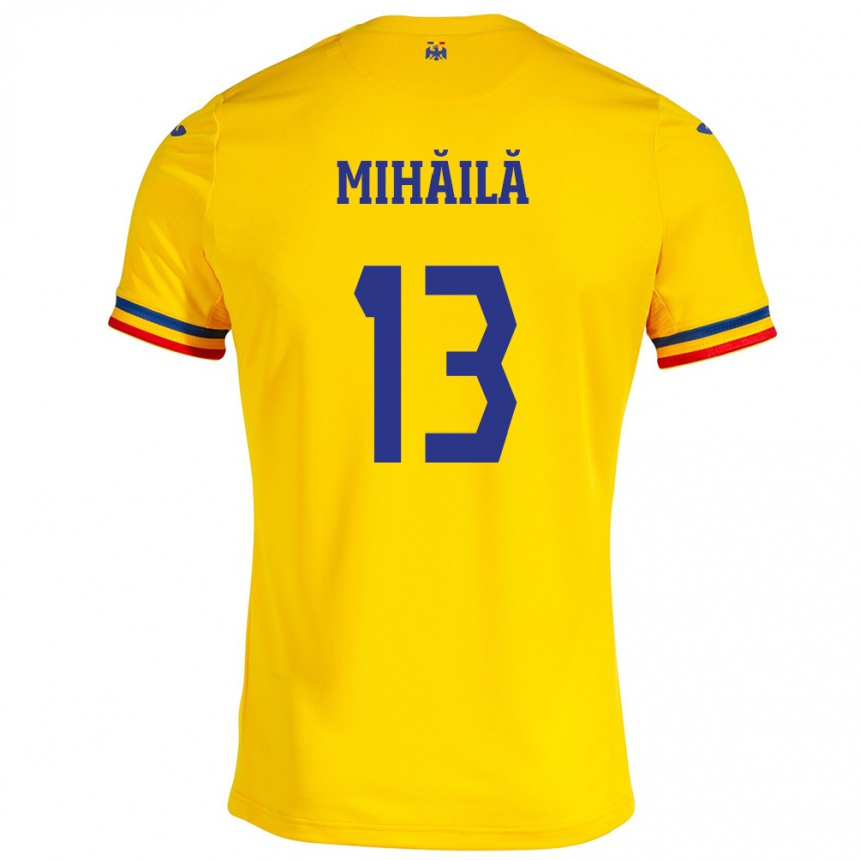 Kinder Fußball Rumänische Valentin Mihăilă #13 Gelb Heimtrikot Trikot 24-26 T-Shirt Luxemburg